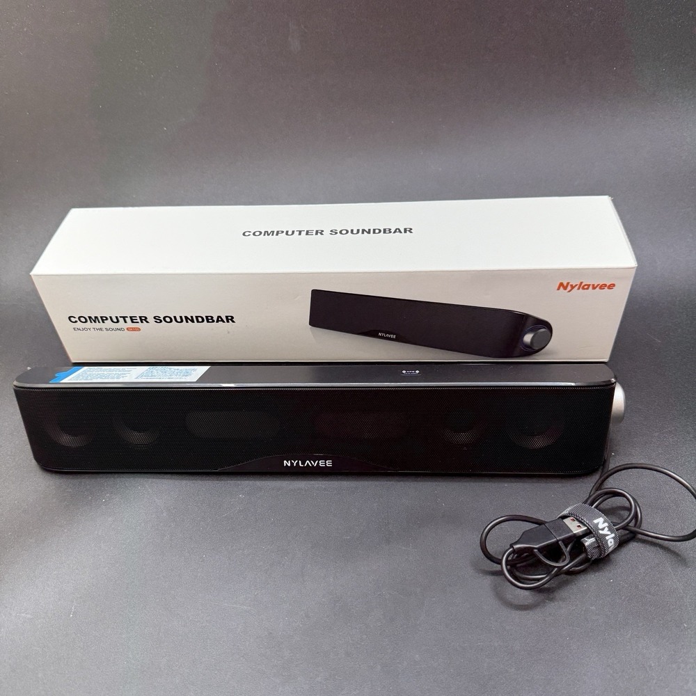 Nylavee Computer Speakers Sound Bar USB Powered Bluetooth With Box Manual Cords‎